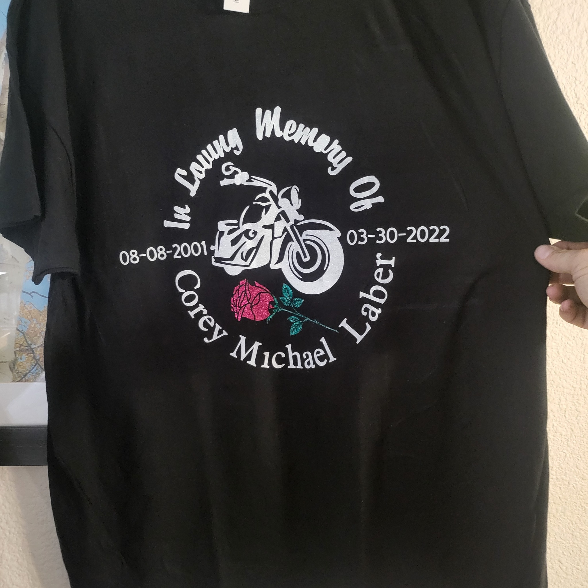 Custom memorial T-shirt made by Joe's Unique Creations